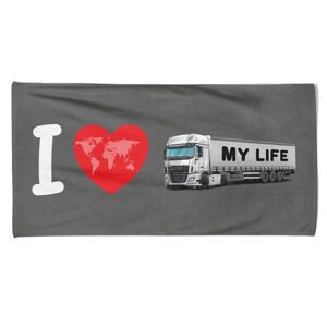 Osuška kamion - My life (Barva kamionu: Bílá, Velikost osušky: 70x140cm)