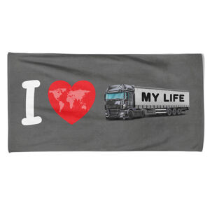 Osuška kamion - My life (Barva kamionu: Černá, Velikost osušky: 70x140cm)