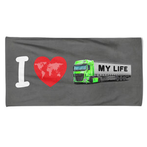 Osuška kamion - My life (Barva kamionu: Zelená, Velikost osušky: 70x140cm)