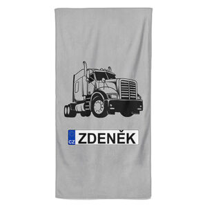 Osuška SPZ se jménem – černý kamion (Jméno: Zdeněk, Velikost osušky: 100x170cm)